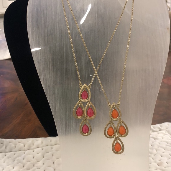 Fuchsia or Orange Swinging Petals Necklace-Boutique - Picture 2 of 4